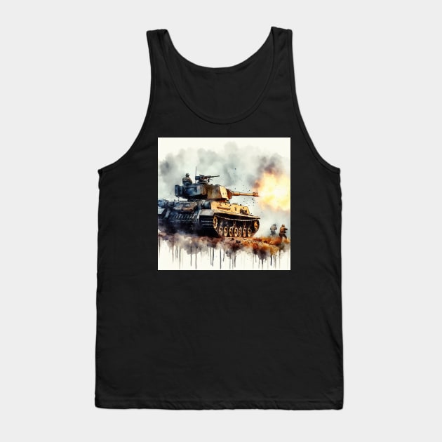 Fantasy illustration of a tank in battle Tank Top by WelshDesigns